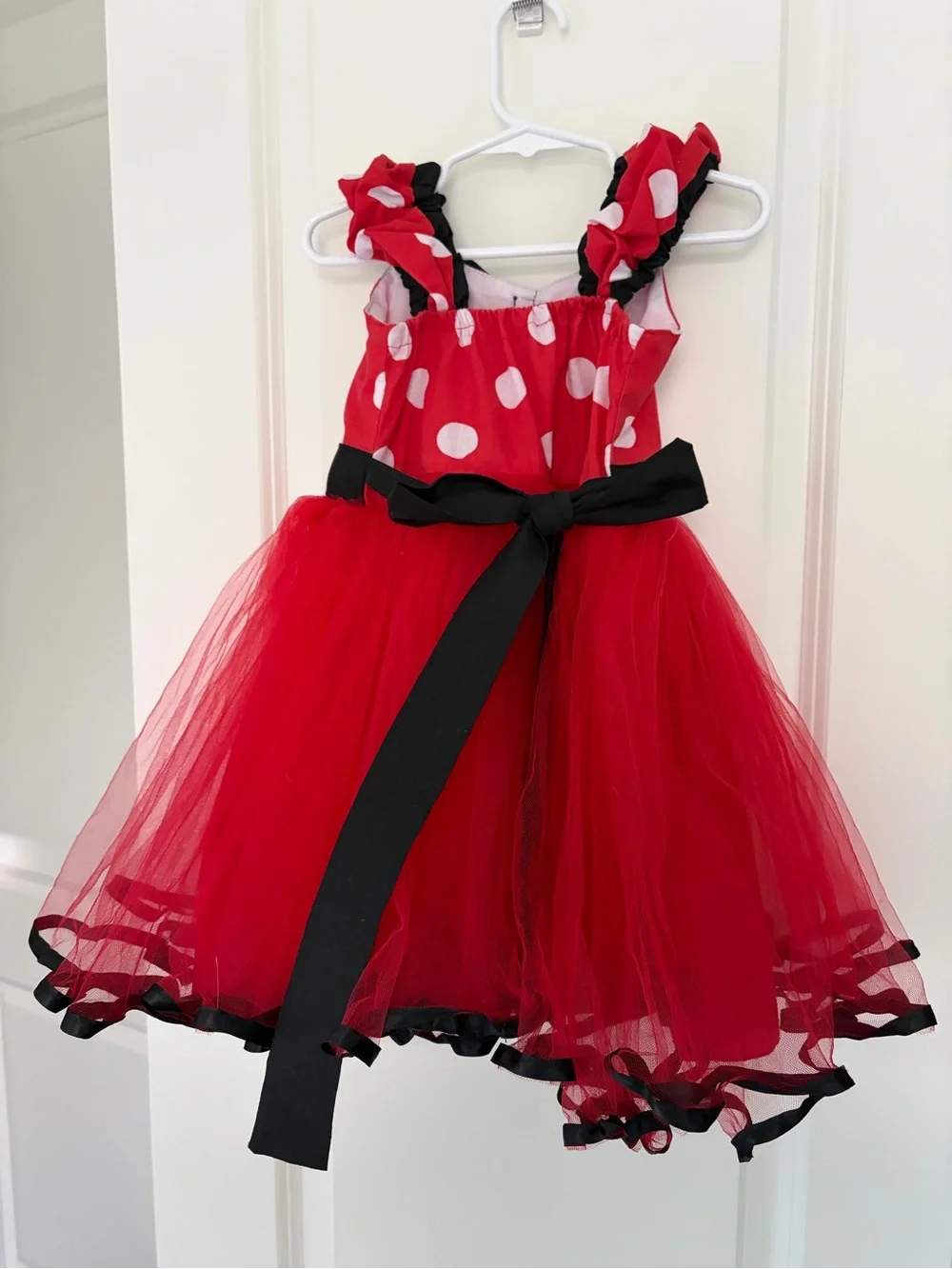 Kids Minnie Mouse Red Polka Dot Tulle Dress w/Headband Ears